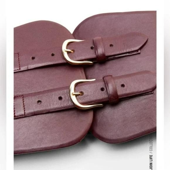 ZARA LEATHER SASH BELT BURGUNDY - Picture 3 of 6